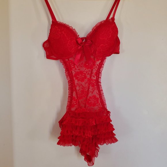 New Red Lingerie Teddy - Picture 1 of 8